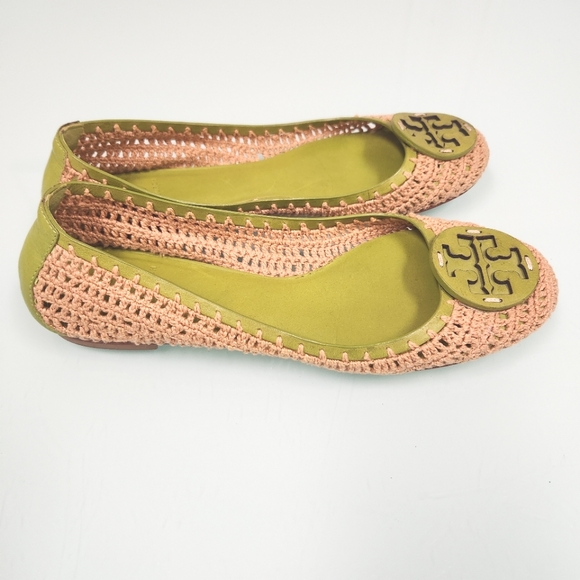 Tory Burch Shoes - Tory Burch Green and Tan Women's Flats Great condition. Size 10 FINAL PRICE